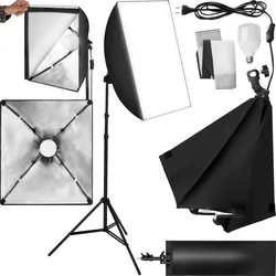 tectake® Studioleuchte, mit Softbox und ausziehbarem Stativ, 6500K Dauerlicht, geringes Gewicht, inklusive Tragetasche