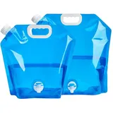 SMYJDMM Wasserkanister Faltbar, 5L/10L Wasserkanister mit Hahn, Wasserkanister Camping Trinkwasser mit Tragegriff Flexibler Wasserbehälter für Camping Wandern und Wasserspeicherung zu Hause