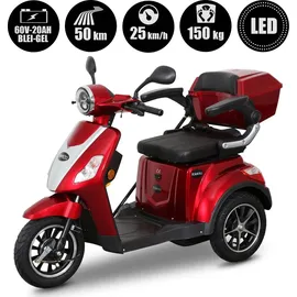 Rolektro E-Trike 25 V.2 1000 Watt 25 km/h rot