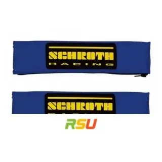Schroth Gurt-Zubehoer - 2" Gurtpolster blau mit schwarz/gelbem SCHROTH RACING Logo