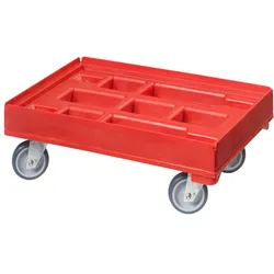Hygiene Transportroller für Kisten 60 x 40 cm mit 4 Lenkrollen in rot