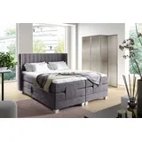 Fun Möbel Boxspringbett Elektrisch Bett MAGNUS 140x200cm in Stoff Salvador Grafit - Grau