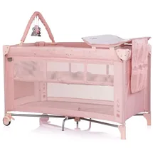 Chipolino Reisebett, Luna 2 Ebenen Wickelauflage klappbar Spielbogen Faltmatratze rosa Kunststoff, 60x120 cm, Babymöbel, Babybetten, Reisebetten