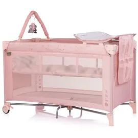 Chipolino Reisebett, Luna 2 Ebenen Wickelauflage klappbar Spielbogen Faltmatratze rosa Kunststoff, 60x120 cm, Babymöbel, Babybetten, Reisebetten