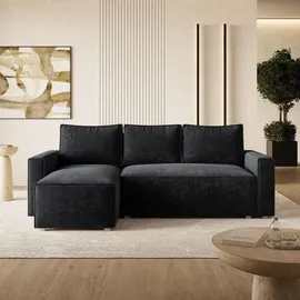 masseno Eckcouch Polyester 2-Sitzer Schwarz