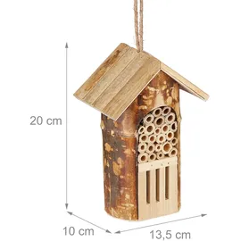 Relaxdays Insektenhotel, Bienen & Schmetterlinge, hängend o. stehend, Garten, HBT: 20 x 13,5 x 10cm, Natur