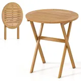 Fantask Gartentisch Klappbar Ø 70 x 73 cm Naturbelassen/Schwarz