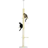Kratzbaum, Katzenkratzbaum Deckenhoch, 220-260 cm, Höhenverstellbar, Kippschutz