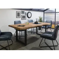 MASSIVMOEBEL24.DE Baumtisch Sheesham 200x100x77 natur gebeizt U-Beine anthrazit matt