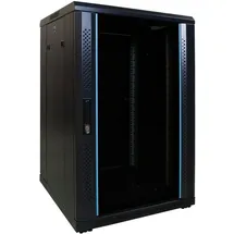 DSIT 18HE 19” Serverschrank mit Glastür (BxTxH) 600 x 600 x 1000mm - Schwarz - Traglast 800 kg