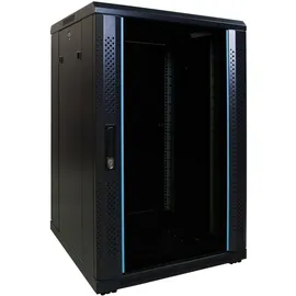 DSIT 18HE 19” Serverschrank mit Glastür (BxTxH) 600 x 600 x 1000mm - Schwarz - Traglast 800 kg