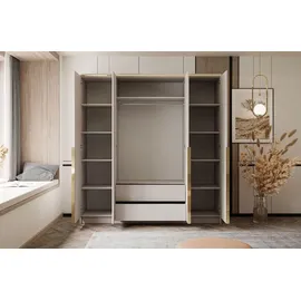 Lukmebel Kleiderschrank AURORA 4D KASCHMIR mit goldenen Chromgriffen – Gold