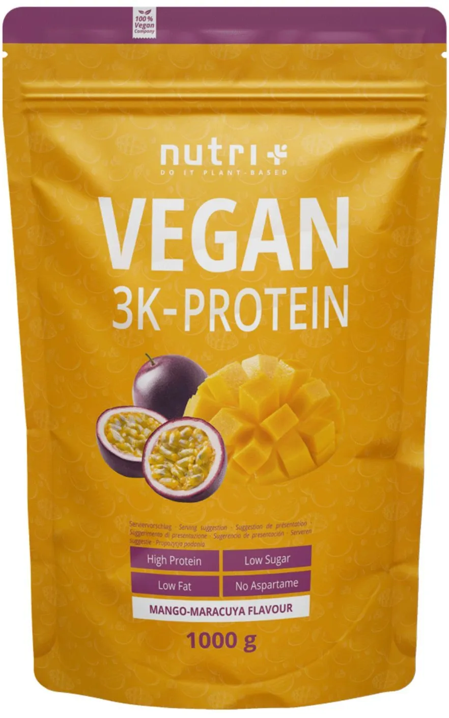 Nutri+ Veganes Proteinpulver 3k - Eiweiß Protein Pulver 1kg 1000 g