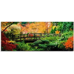 Artland Glasbild »Eine Brücke im japanischen Garten«, Brücken, (1 St.), in verschiedenen Größen Artland Farbe Bild(er): grün