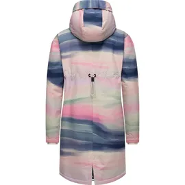 Ragwear Damen Wintermantel Warmer Parka mit Teddyfell wasserdicht und atmungsaktiv Holstic Print YOUMODO Ecru Gr. L - L
