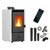 Luft- Pelletofen Anita 6,5 kW Sannover weiß + Kaminbau-Anschluss-Set