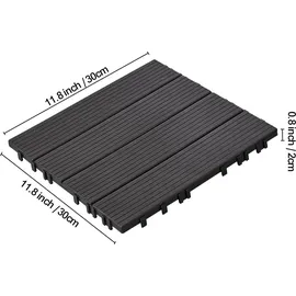 Vevor Terrassenfliesen, 54er-Set, Balkonfliesen 295 x 295 mm, Klickfliesen, wasserdichter Kunststoff-Bodenbelag für den Außenbereich, Terrassenbodenbelag für Veranda, Pool, Balkon, Hinterhof, Dunkelgrau