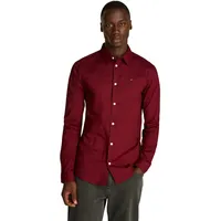 Tommy Jeans Herren Hemd Original Stretch Shirt Slim Fit, Rot (Deep Rouge), M