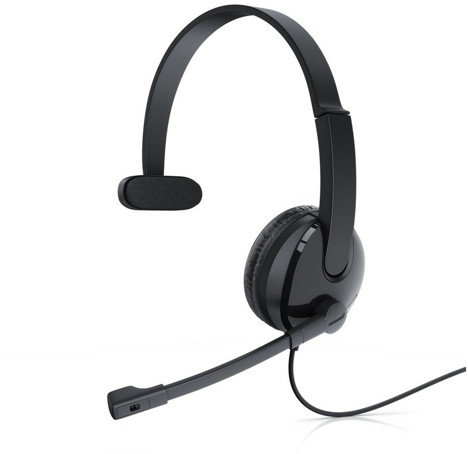 CSL Headset (Beweglicher Mikrofonarm; freisprechen; Chat Callcenter; Auto LKW; PC; Smartphone; PS4; PS5, Mikrofon, PC Office Kopfhörer, 3,5 mm Klinke, große Ohrpolster) schwarz