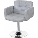 Esszimmerstuhl Houston, Drehstuhl Stuhl, Wildlederimitat Chrom, vintage grau