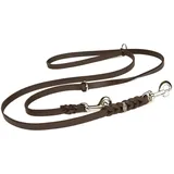 Copcopet Hundeleine Leder 5m große Hunde Fettlederleine [3-Fach Verstellbar] Lederleine geflochten – robuste Leine Hund mit Chrombeschlägen, Führleine Hund & Freihandleine zum Umhängen, Dog Leash Braun 20mm