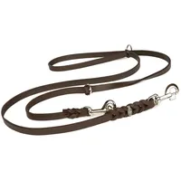 Copcopet Hundeleine Leder 5m große Hunde Fettlederleine [3-Fach Verstellbar] Lederleine geflochten – robuste Leine Hund mit Chrombeschlägen, Führleine Hund & Freihandleine zum Umhängen, Dog Leash Braun 20mm