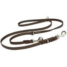 Copcopet Hundeleine Leder 5m große Hunde Fettlederleine [3-Fach Verstellbar] Lederleine geflochten – robuste Leine Hund mit Chrombeschlägen, Führleine Hund & Freihandleine zum Umhängen, Dog Leash Braun 20mm