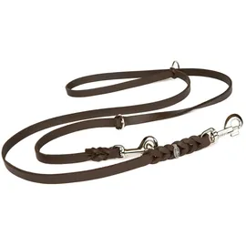 Copcopet Hundeleine Leder 5m große Hunde Fettlederleine [3-Fach Verstellbar] Lederleine geflochten – robuste Leine Hund mit Chrombeschlägen, Führleine Hund & Freihandleine zum Umhängen, Dog Leash Braun 20mm