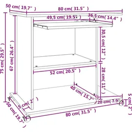 vidaXL Schreibtisch Räuchereiche 80x50x75 cm Holzwerkstoff
