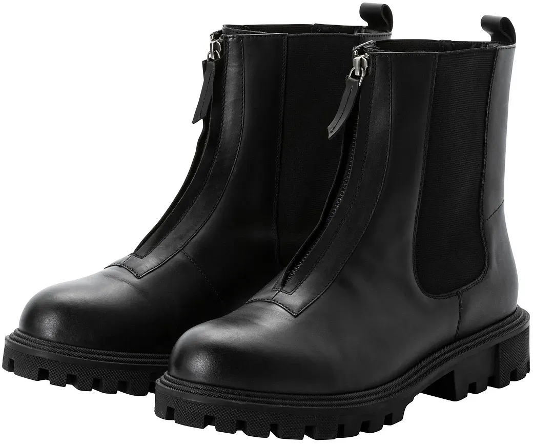 Stiefelette SHEEGO "Große Größen", Damen, Gr. 38, XL-Schaft, schwarz, Obermaterial: 100% Leder, Schuhe, aus Leder, mit Reißverschluss