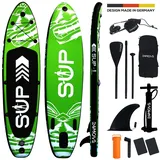 24move Standup Paddle Board SUP- inkl. umfangreichem Zubehör - Grün - 305 x 76 x 15cm