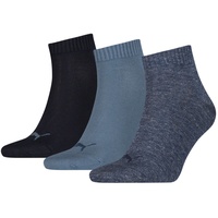 Puma Unisex Socken - Quarter-Socken, Sneaker-Socken, Damen, Herren, Vorteilspack Dunkelblau/Blau/Hellblau 39-42