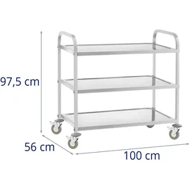 Royal Catering Servierwagen Edelstahl 3 Borde - bis 500 kg,