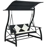 vidaXL Hollywoodschaukel Schwarz 3-Sitzer