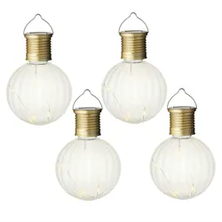 MARELIDA LED Solar Glühbirne Kugelleuchte für Garten Terrasse Balkon 4er Set transparent