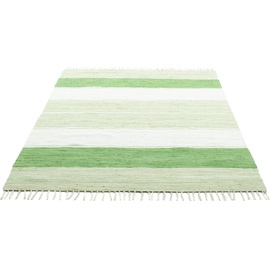 THEKO Teppich »Stripe Cotton«, rechteckig, Flachgewebe, gestreift, reine Baumwolle, handgewebt, mit Fransen, grün