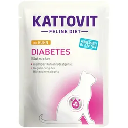 KATTOVIT Feline Diet Diabetes/Gewicht 85g Beutel Katzennassfutter Diätnahrung 24 x 85 Gramm Huhn Feline Diet