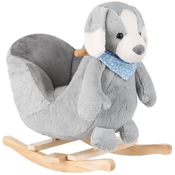 Kikkaboo Schaukeltier Puppy mit Sitz, Rückenlehne, Kufen, Holzgriffe, Fußstützen grau