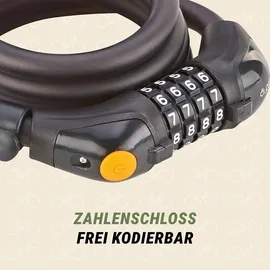 Prophete Zahlen-Spiralkabelschloss Schwarz 150 cm