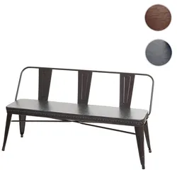 3er Sitzbank HWC-H10, Garderobenbank Esszimmerbank, Kunstleder Chesterfield Industrial Gastronomie ~ schwarz-grau