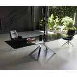 DeLife Esstisch Edge 200-300x100 Reliefglas Rauchschwarz 3D-Design Kreuzgestell Rechteck Edelstahl ausziehbar, Esstische - 2 Jahre Gewährleistung - mind. 14 Tage Rückgaberecht - Schwarz