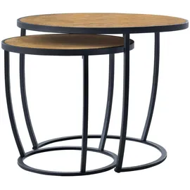 [en.casa] Couchtisch Neqi im 2er Set Satztisch Holz-Optik