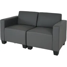 MCW Couch Kunstleder 2-Sitzer Dunkelgrau