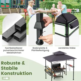 Costway Grillpavillon 2,5 x 1,53 m Dunkelgrau/Schwarz