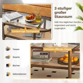 Costway Couchtisch Braun Holz 102 x 56 x 47 cm