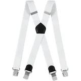 Cokaca Hosenträger Herren in X-Form, Hosenträger Breit 3,8 cm Elastisch und Längenverstellbar, mit Sehr Starken 4 Metall Clip Sehr Gut Geeignet für Große oder Schwere Menschen (Weiß) - Einheitsgröße