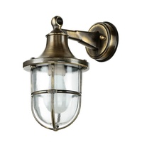 Licht-Erlebnisse Außenwandleuchte IP64 Messing antik Glas massiv Maritim E27