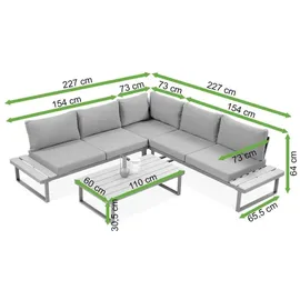 beautysofa MADISON Loungeset dunkelgrau