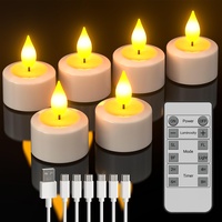 SoulBay 6 Stück Wiederaufladbare Teelichter Flackernd mit Fernbedienung und Timerfunktion, Wiederaufladbare LED Kerzen mit USB-Kabel für Zimmer Saisonale Halloween Weihnachten Deko