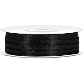Partydeco Geschenkband Satin schwarz 3 mm x 50 m